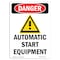 Signmission OSHA Danger Sign, Automatic Start Equipment, 24in X 18in Decal, 24" H, 18" W, Portrait OS-DS-D-1824-V-1037 - alternate 1